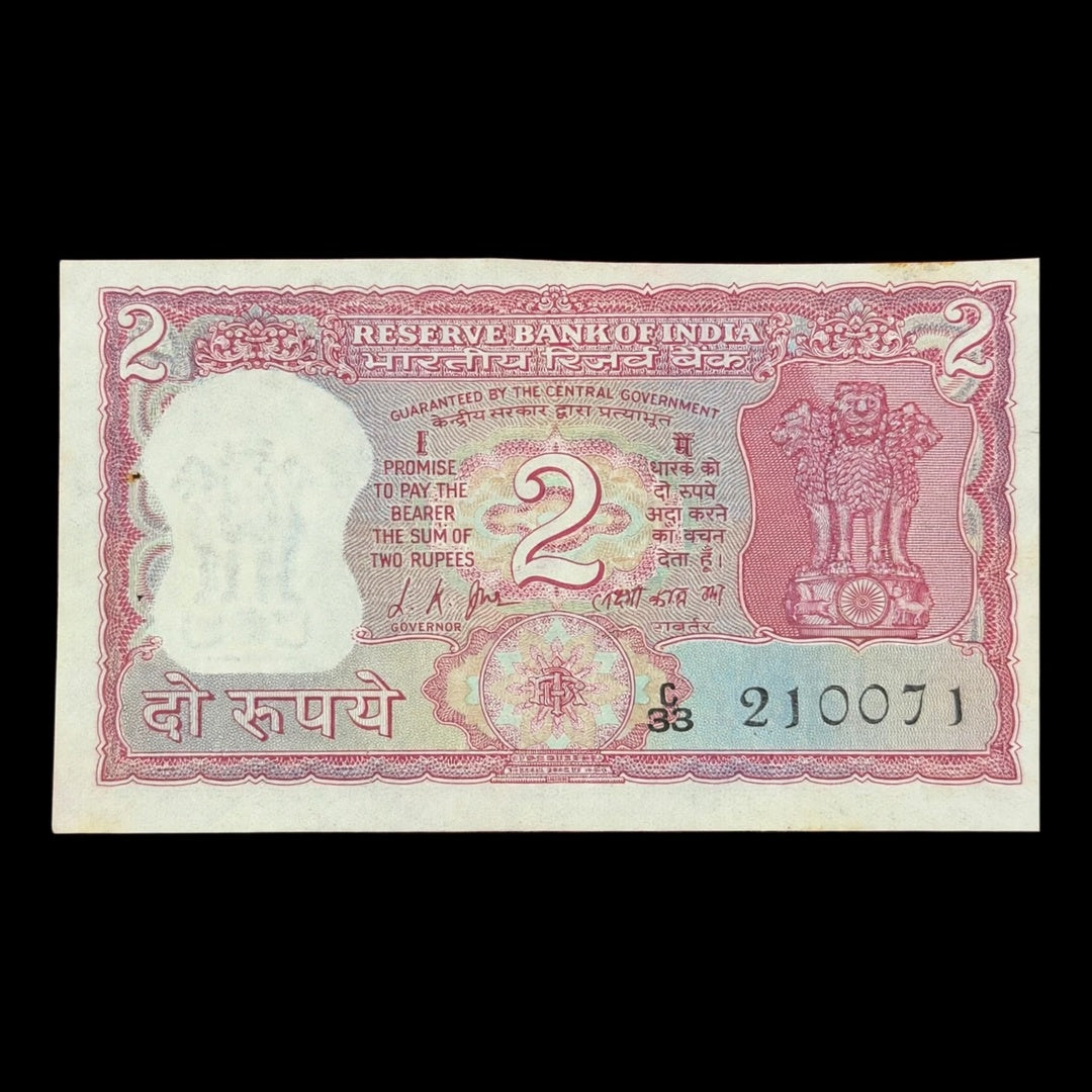 Rs 2 Note Gandhi reading Books Number Governor L K Jha Rare Collectible - Collection Bazzar