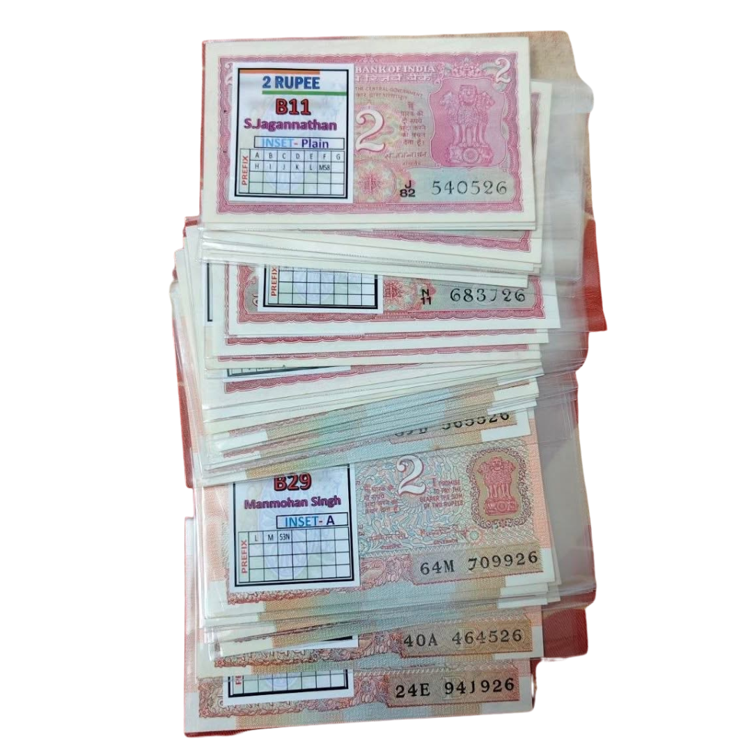 Rs 2 Notes B11 TO B36 Signature Set With Sleeves And Sticker - Collection Bazzar