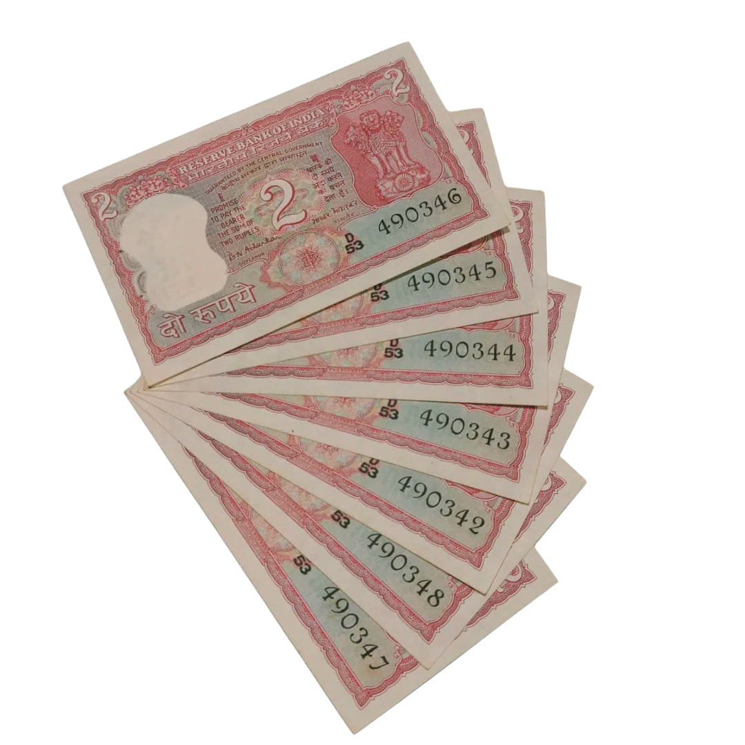 Rs 2 old gandhi issue note pink colour BN Adakaar Each note price 1100 - Collection Bazzar
