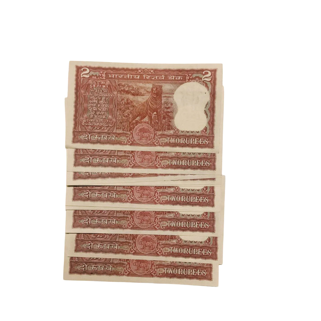 Rs 2 tiger notes rare governor K R puri lot each note 150 rare collectible - Collection Bazzar