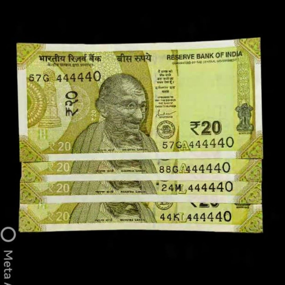 Rs 20 Gandhi Series – Near Solid 444440 Fancy Number (Set of 4) - Collection Bazzar