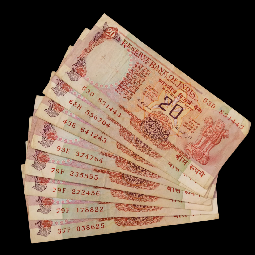 Rs 20 Konark Wheel Notes Each Note Price KR Puri - Collection Bazzar