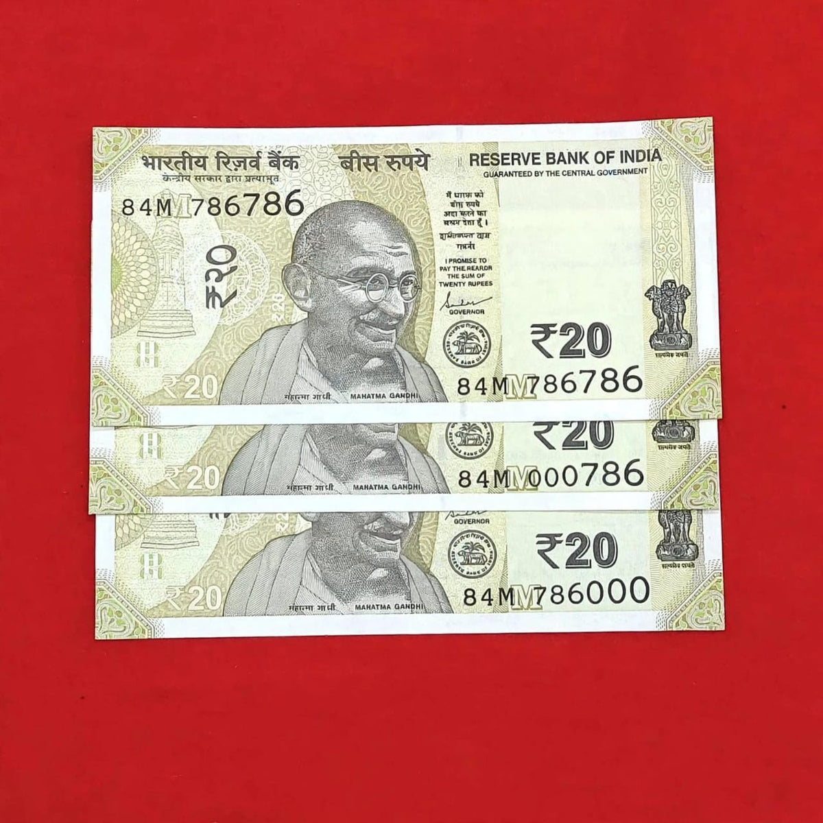 Rs 20 Same Prefix Rare Set 000786 786000 & 786786 Best For Collection - Collection Bazzar