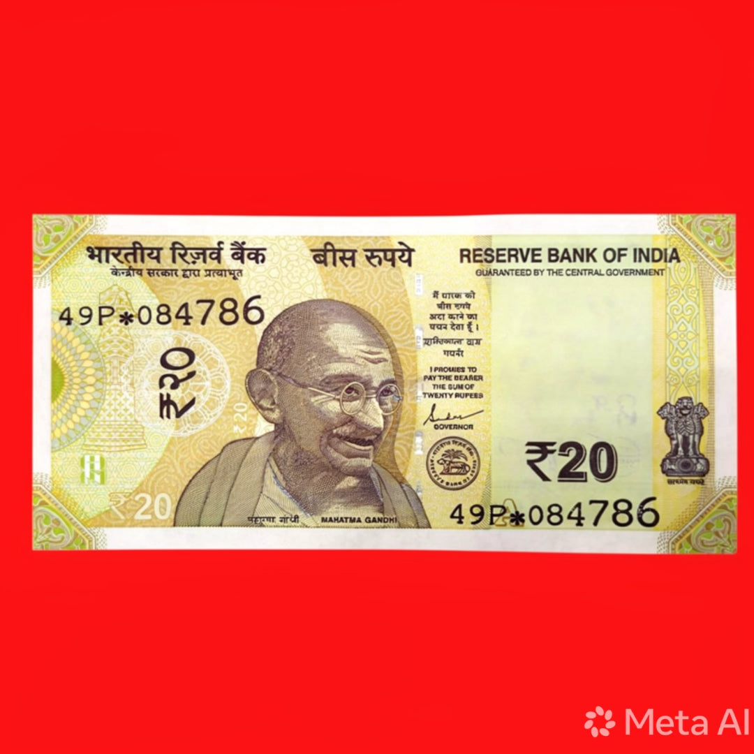 Rs 20 Star Note 084786 Ending 786 Holy Number Collectible - Collection Bazzar