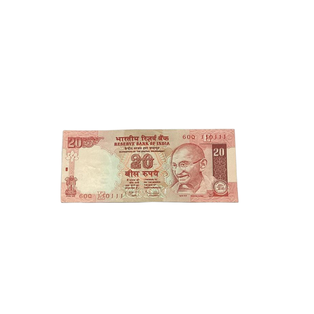 Rs 20 birthday note 110111 january 11 governor subbarao rare collectible - Collection Bazzar