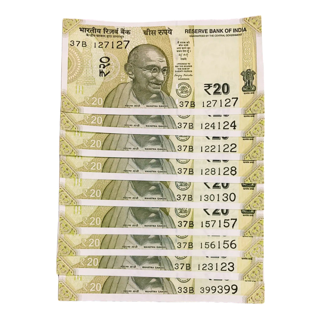 Rs 20 doubling numbers Rare collectible 10 pis lot - Collection Bazzar