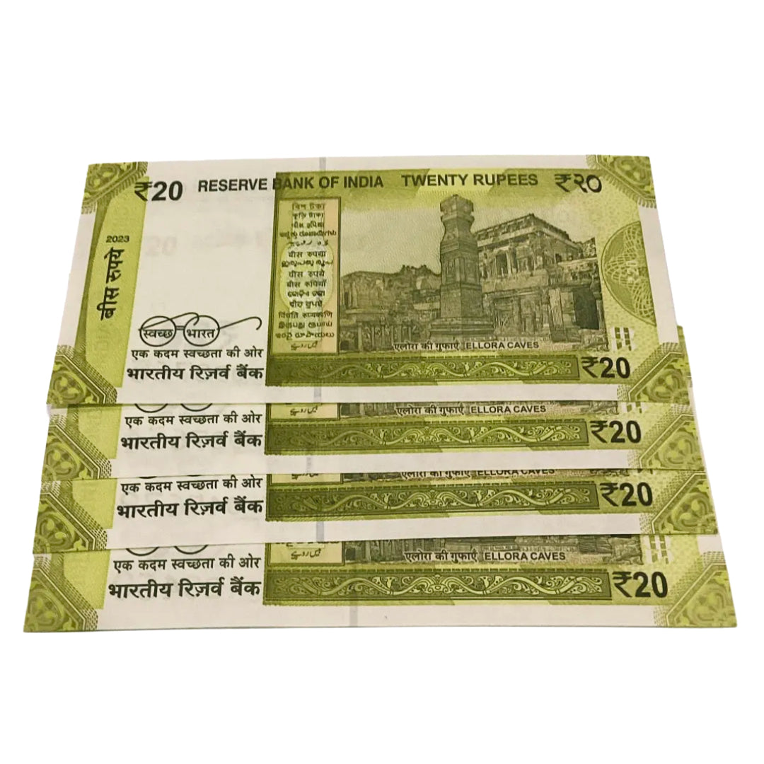 Rs 20 new ladder and reverse ladder number 4 notes lot excellent for collection - Collection Bazzar
