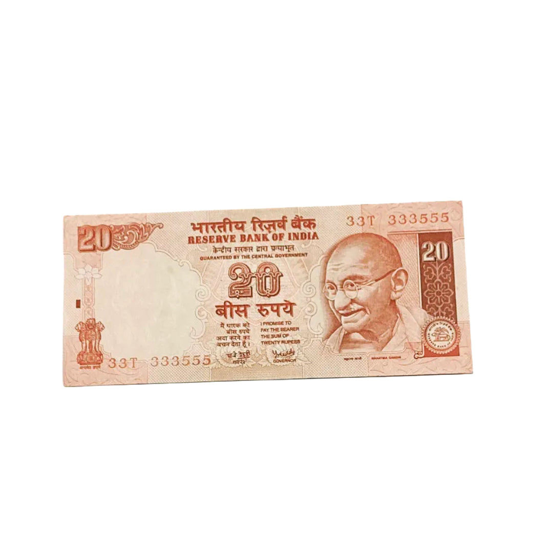 Rs 20 note 333555 super number governor y v reddy rare collectible - Collection Bazzar