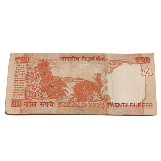 Rs 20 old telescopic serial packet 402801 Urjit Patel sign unc - Collection Bazzar