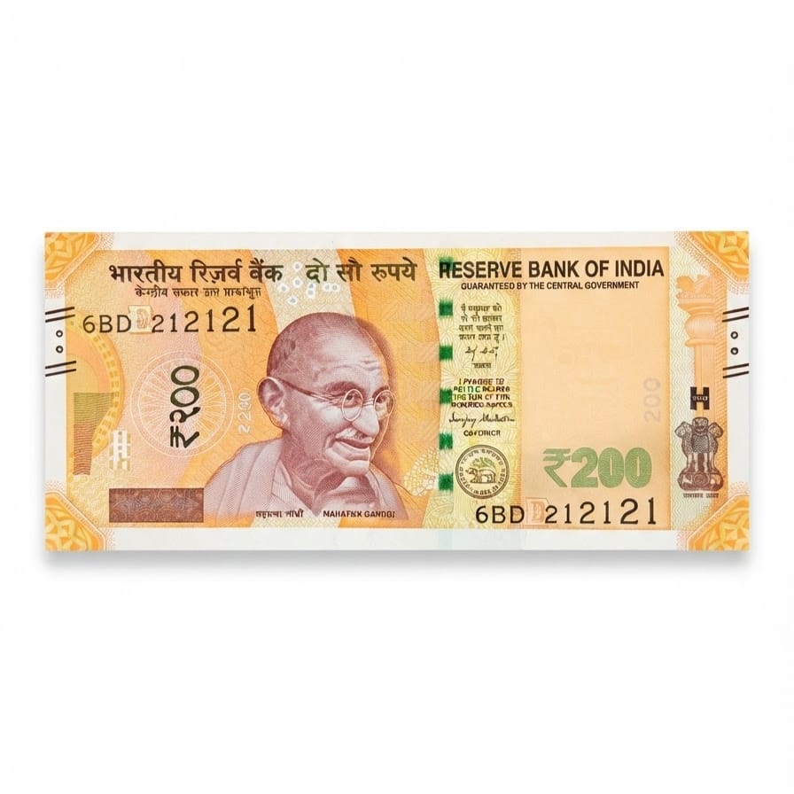 Rs 200 Note 212121 Tripling Number Fancy Rare Collectible Item - Collection Bazzar