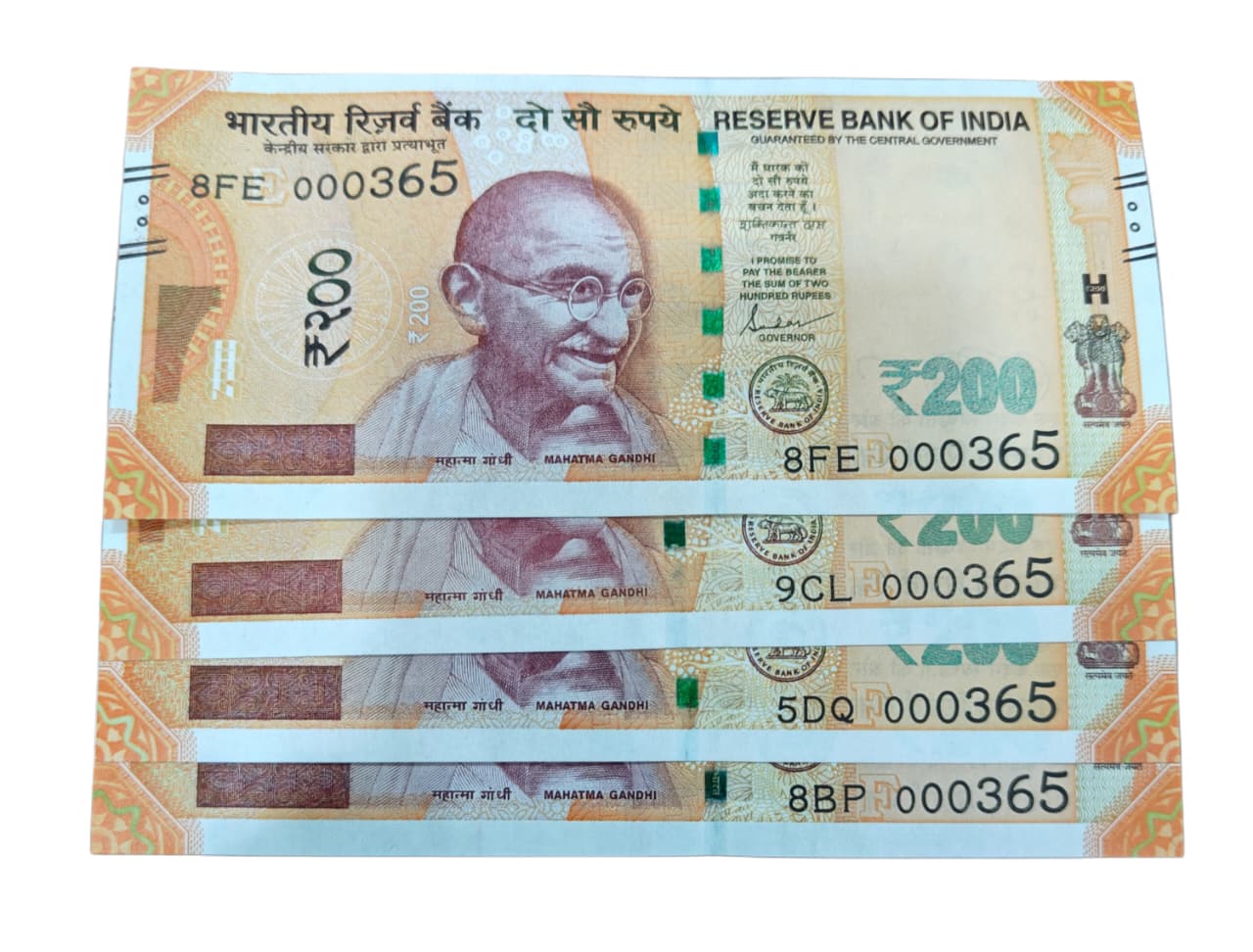 Rs 200 Note Serial 000365 Days in Year Number GEM UNC Rare Collectible - Collection Bazzar