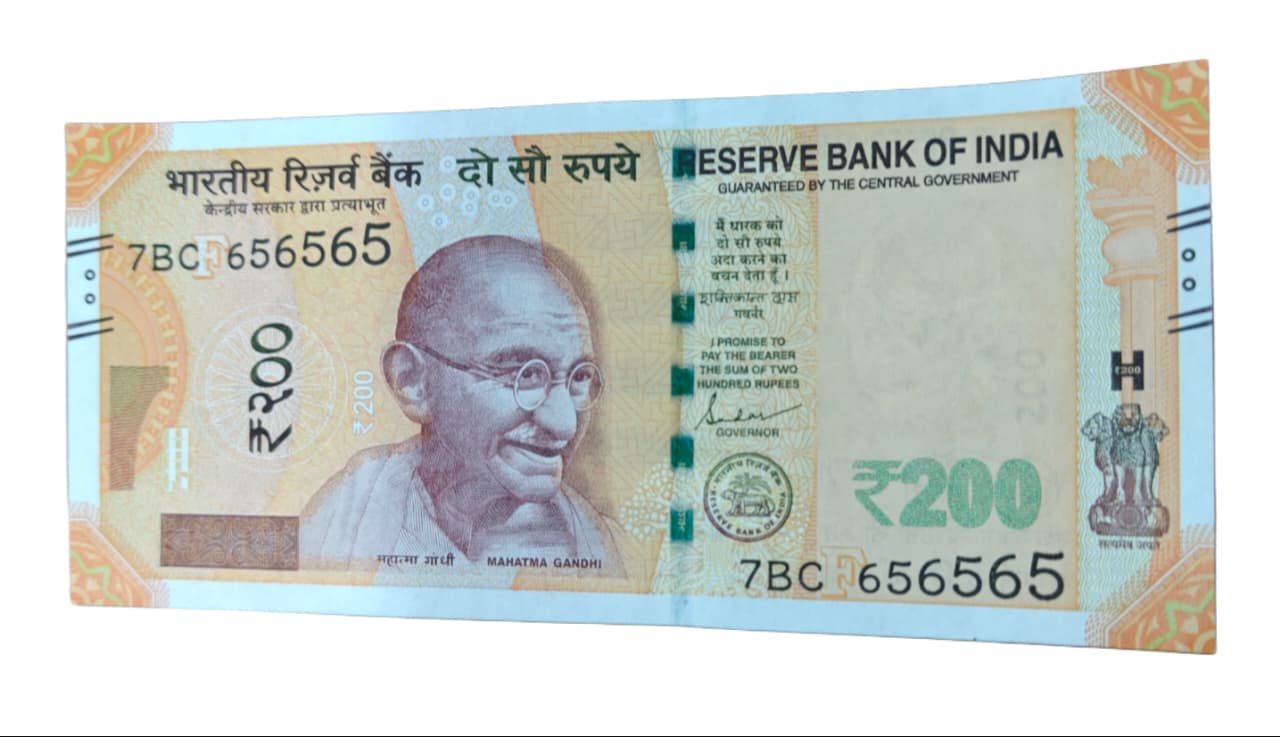 Rs 200 Note Serial 656565 Tripling Number GEM UNC Rare Collectible - Collection Bazzar