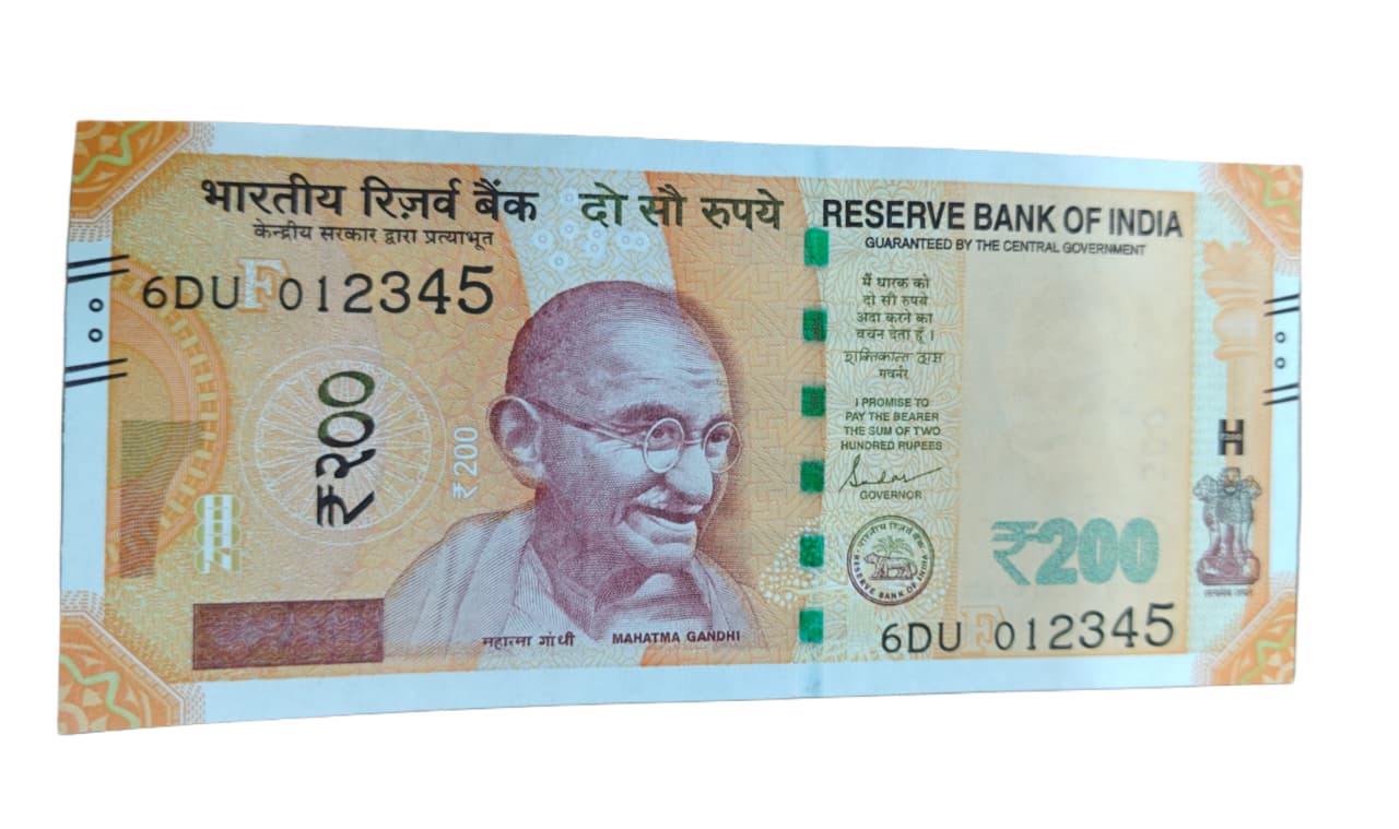 Rs 200 note 012345 straight ladder gem unc condition - Collection Bazzar