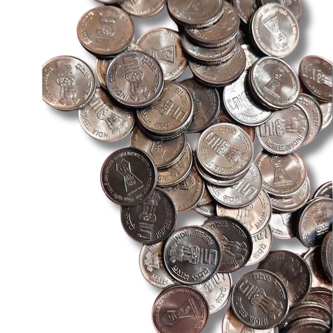 Rs 5 coin Bhagwan mahaveer 2600th janam kalyanak 100 pieces excellent condition