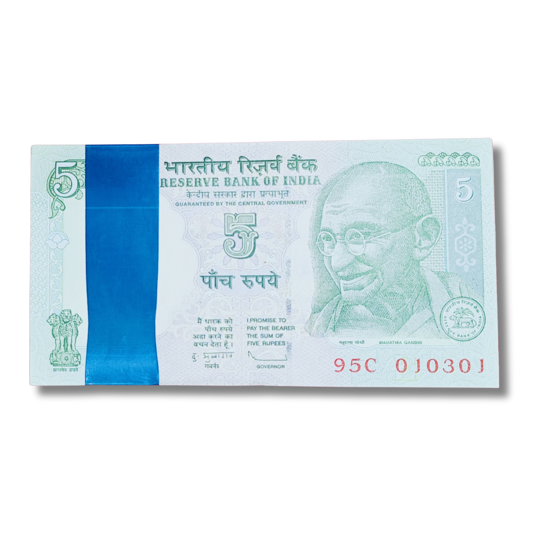 Rs 5 birthday anniversary 100 note serial pkt 010301 1 March gem unc condition - Collection Bazzar
