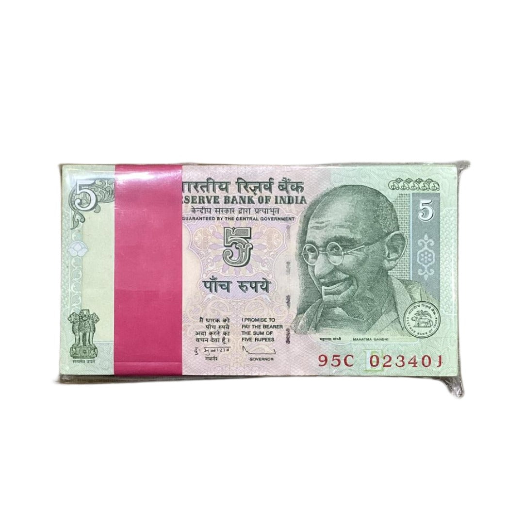 Rs 5 Gandhi Note Packet 023401 with 23456 Ladder | Governor D Subbarao - Collection Bazzar