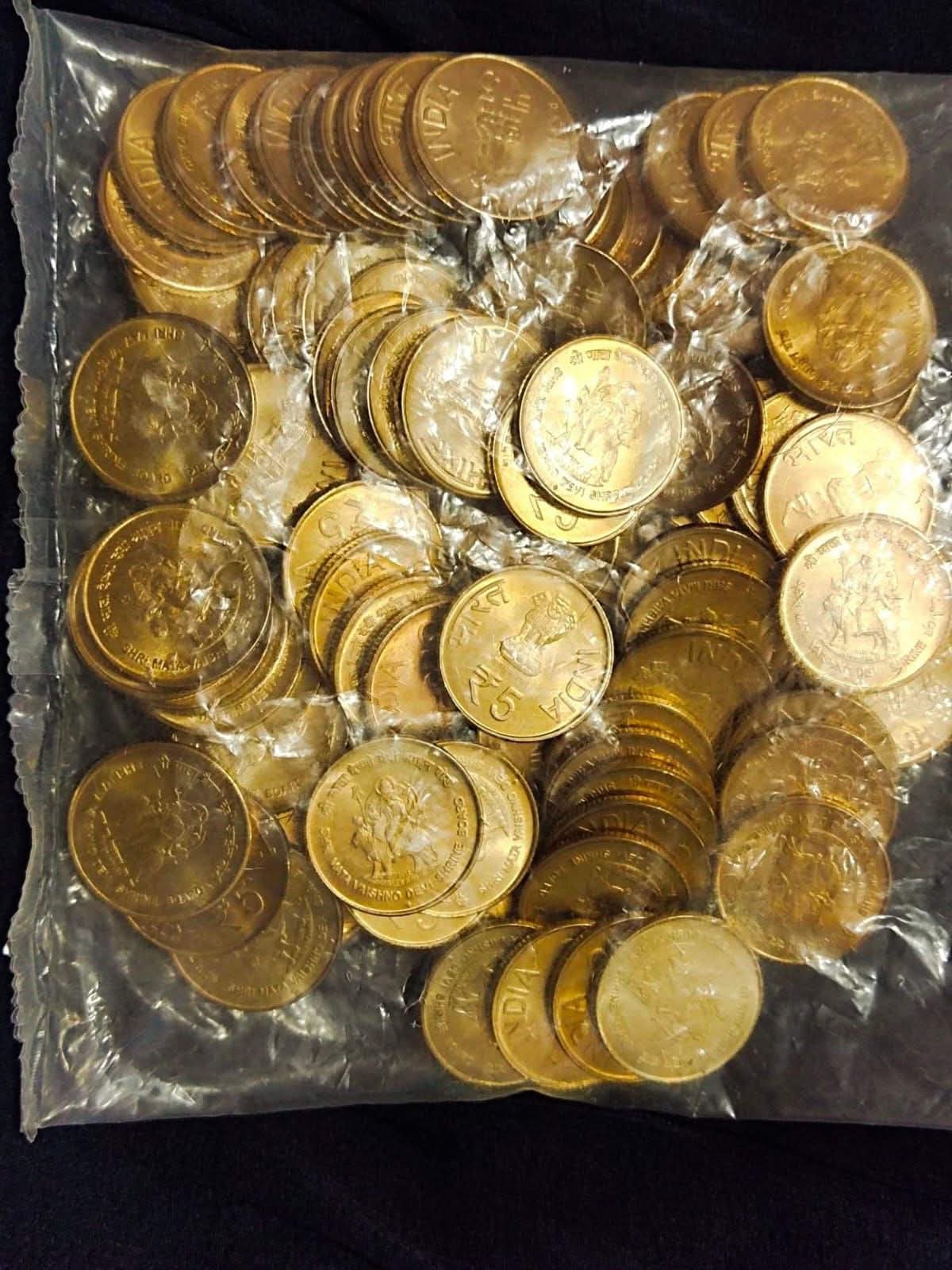 5 Rupees Commerative RBI Sealed Mint Pack Mata Vaishno Devi Scare Noida Mint Gem UNC Chocolate - Collection Bazzar