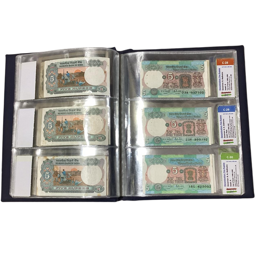 ULTIMATE Rs 5 Note Complete Collection File (C-1 to C-45) - All Editions - Collection Bazzar