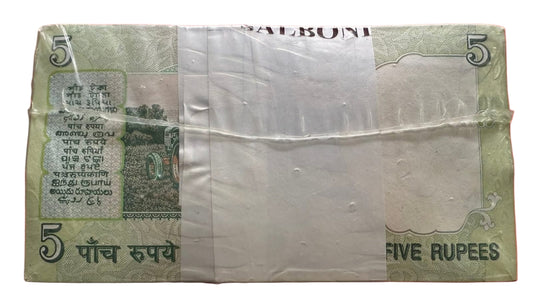 Rs 5 Note Tractor Packet Full Rim 000001–001000 | Extremely Rare 1000 Notes Pack - Collection Bazzar