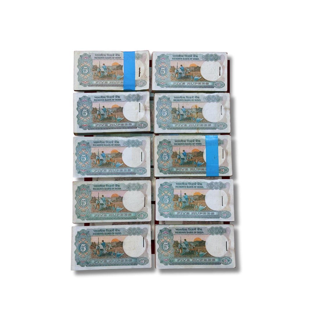 ₹5 Tractor Bank Note – 100 Notes Serial Bundle | Agriculture Theme - Collection Bazzar