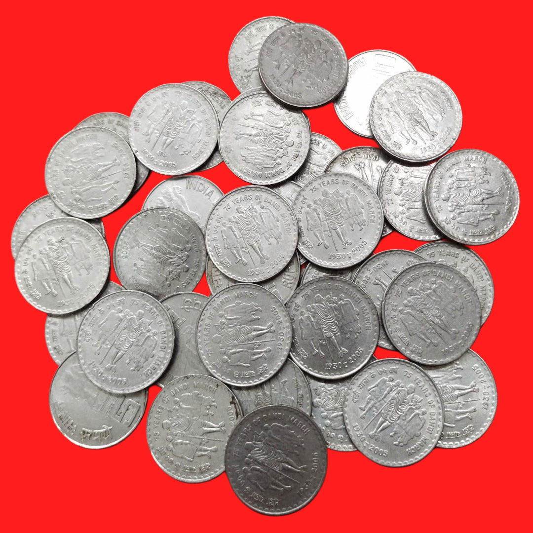 Rs 5 coin dandi march year 1930-2005 pieces 100 mumbai mint - Collection Bazzar