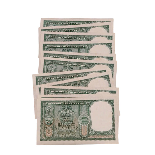 Rs 5 fafda lot of 11 notes each note 1100 governor p c bhattacharya unc condition - Collection Bazzar