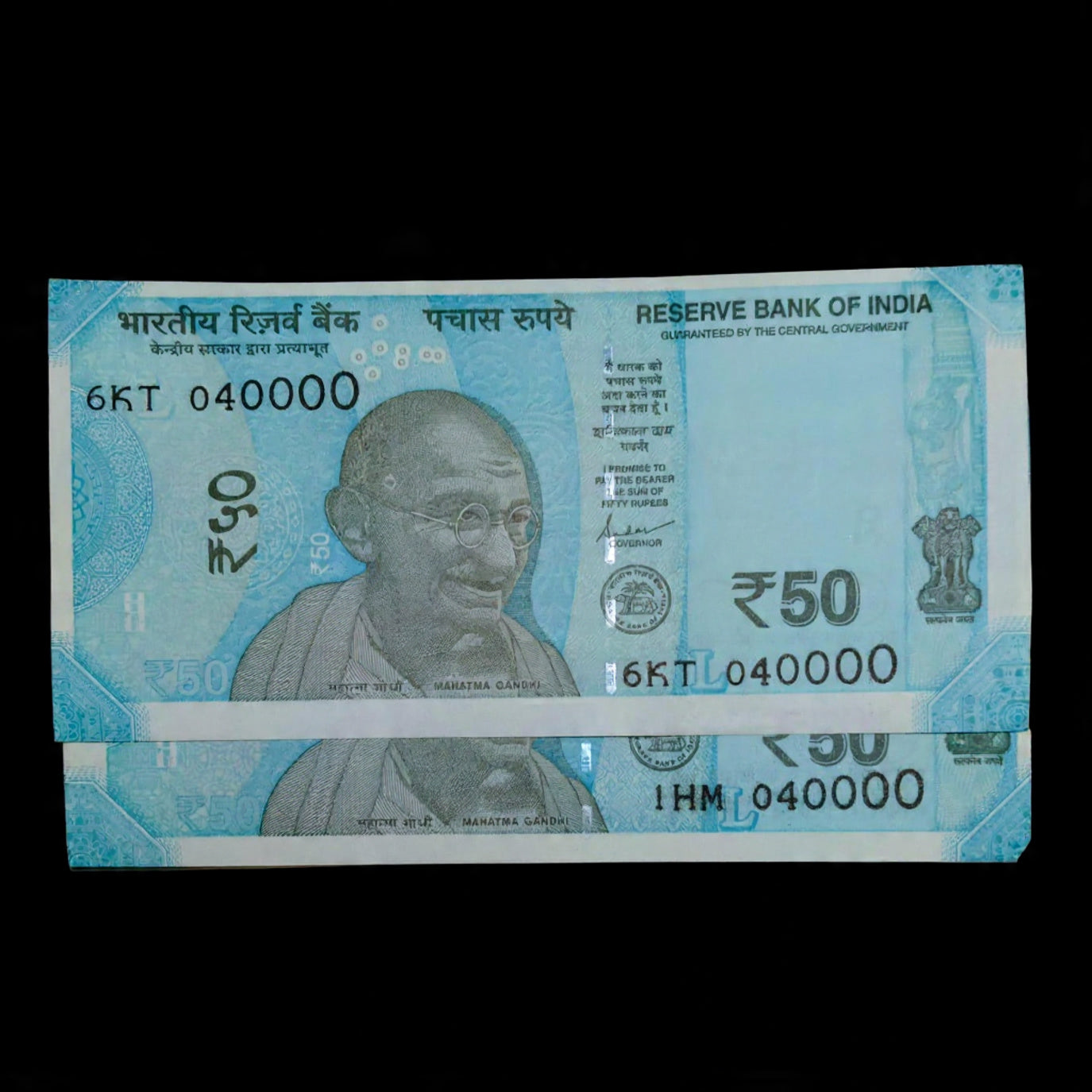 Rs 50 Note Serial 040000 Semi Facy Number Each Note - Collection Bazzar