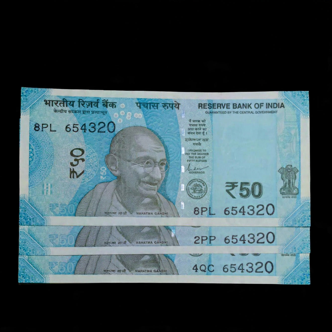 Rs 50 Note Serial 654320 Reverse Ladder Number Each Note Price - Collection Bazzar