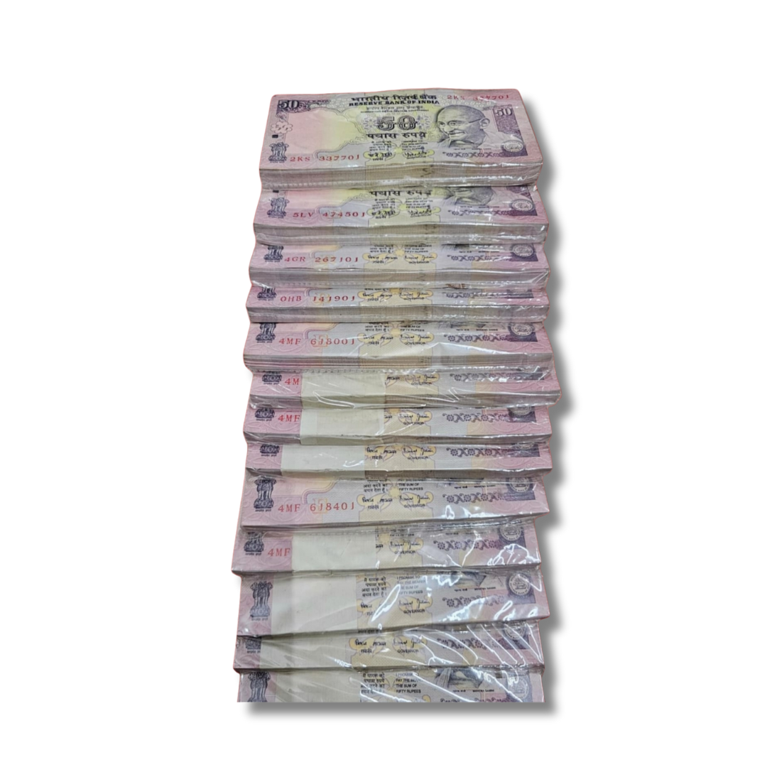 ₹50 Old Note Packet – 100 Fresh Notes | Governors Bimal Jalan & Y. V. Reddy | 8000 each packet UNC Condition