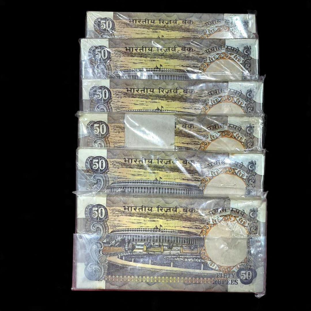 Rs 50 Old Notes - 6 Packet Lot, Same Prefix, Governor R.N. Malhotra - Collection Bazzar