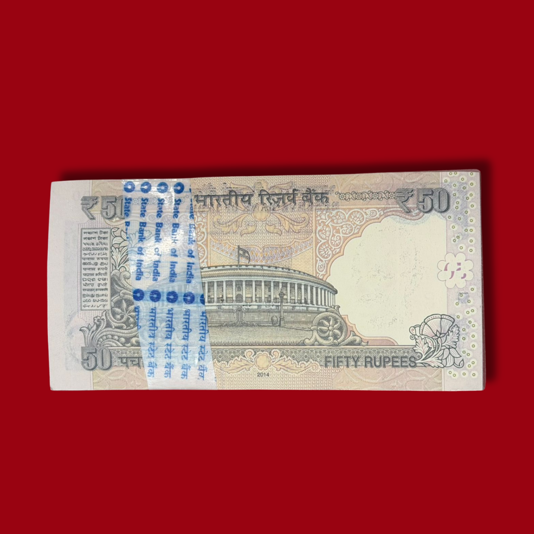 Rs 50 Parliament Note Packet 652301 Serial Raghuram Rajan - Collection Bazzar