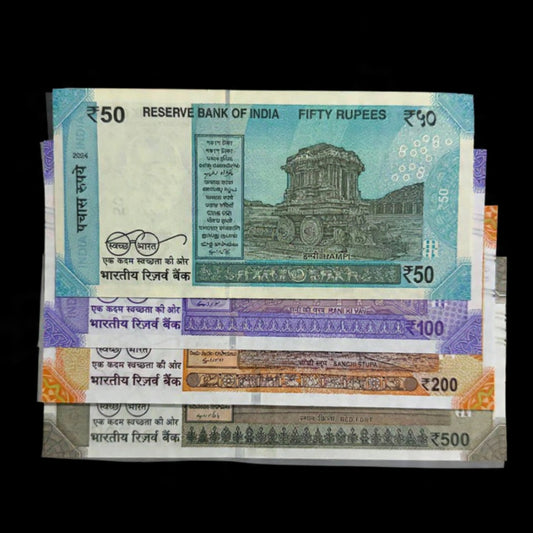 Rare Holy no Set Rs50, Rs100, Rs200, Rs500 All 000786 4 Notes - Collection Bazzar