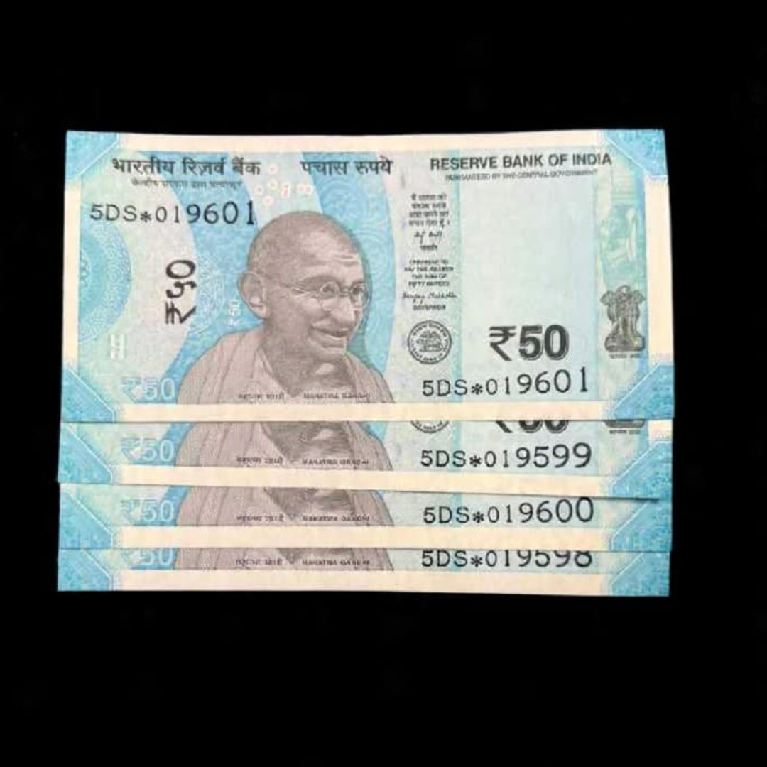 Rs 50 Star Notes 019598 to 019601 Replacement 4 Notes Set - Collection Bazzar