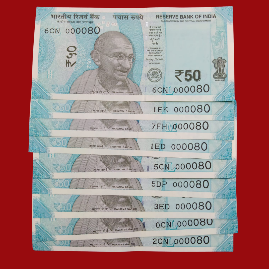 Rs 50 Super Lower No 9 Piece Lot 000080 Difficult To Collect Same No - Collection Bazzar
