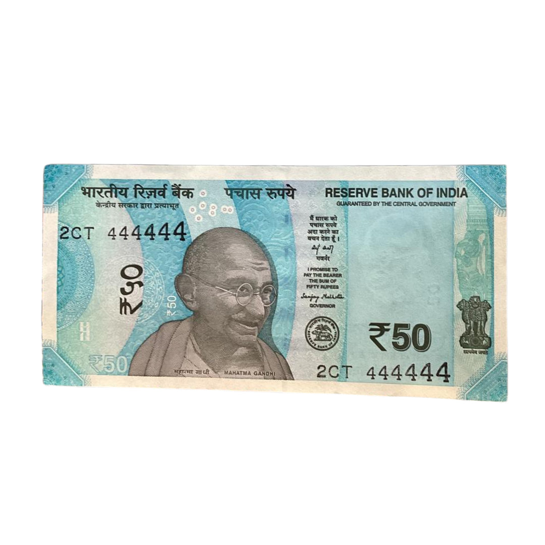 Rs 50 all 444444 solid number governor sanjay malhotra rare collectible - Collection Bazzar