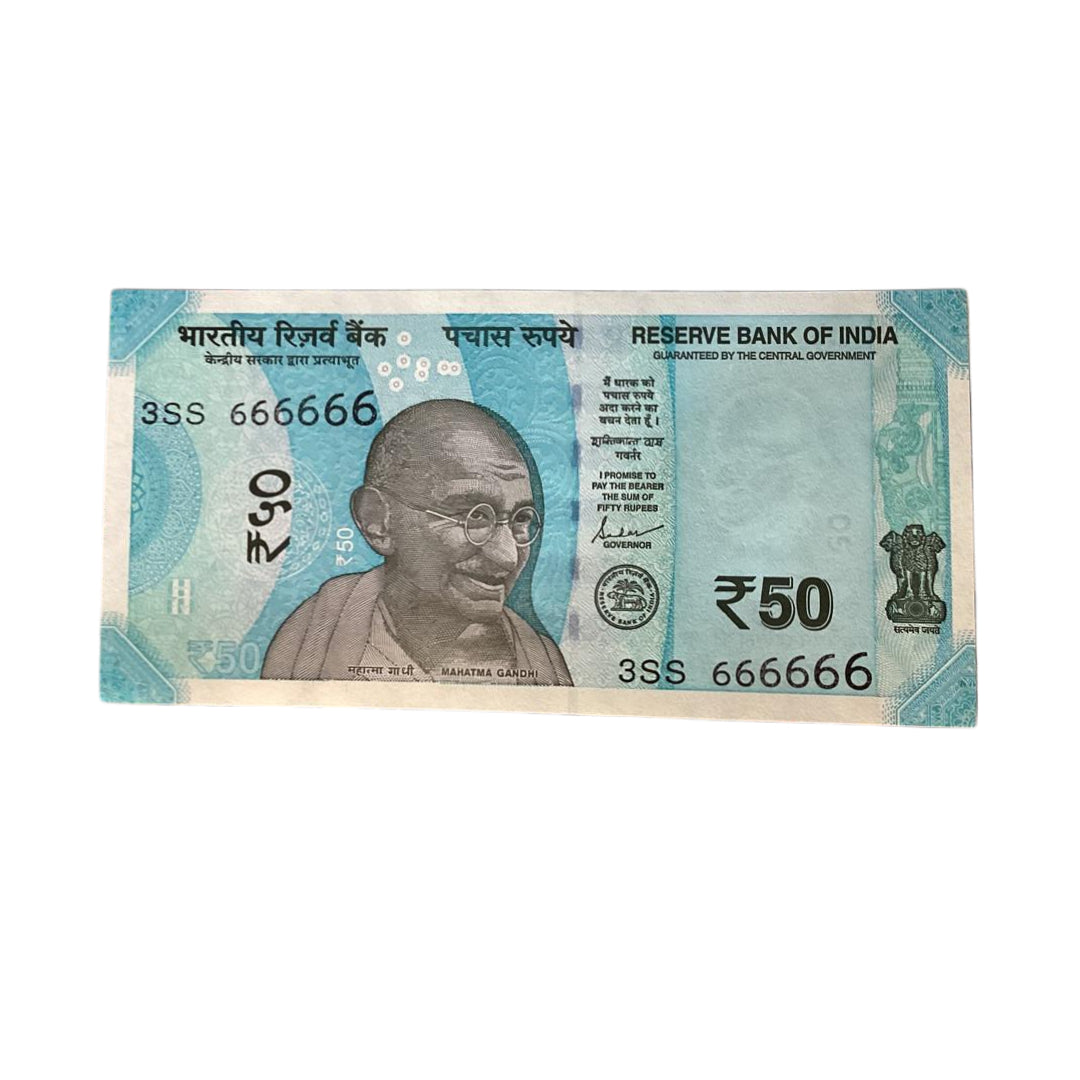 Rs 50 all 666666 solid number governor saktikant das rare collectible - Collection Bazzar