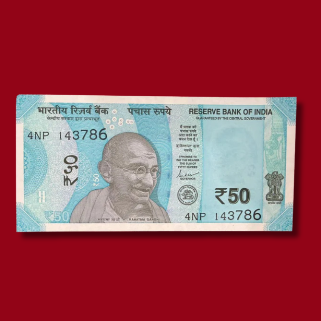 Rs 50 note 143786 I love you plus rahim number collectible - Collection Bazzar