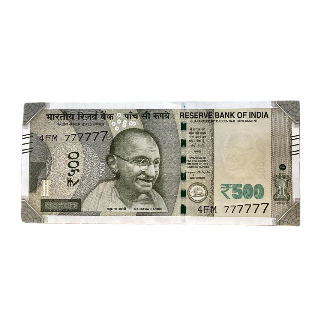 Rs 500 all 777777 solid number governor sanjay malhotra rare collectible - Collection Bazzar