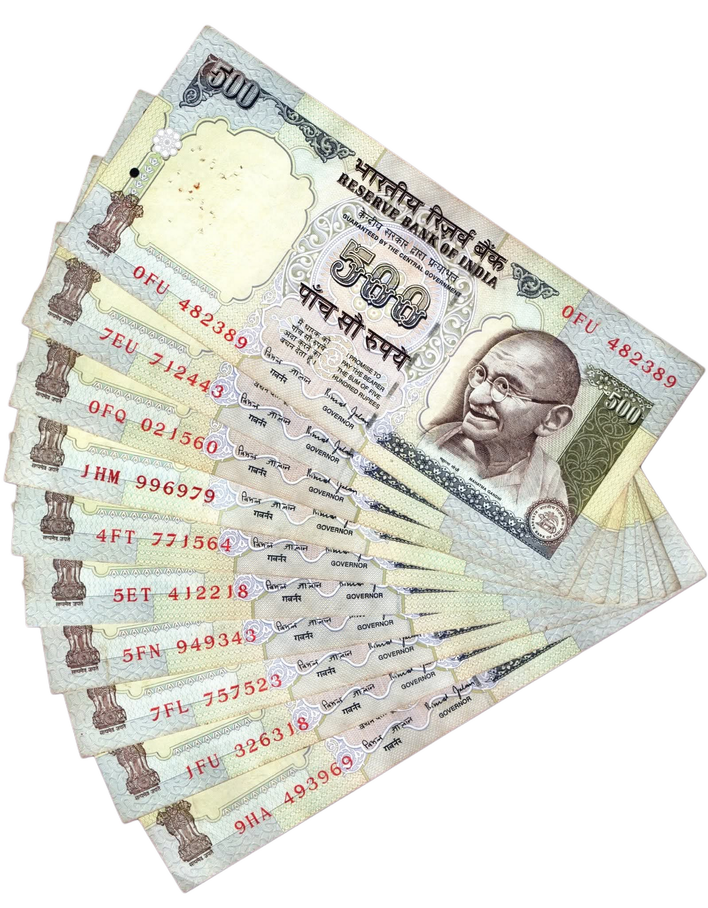 Rs 500 Note Grey - All silver thred For Excellent Grade Each as low as 10pcs lotIndianbanknotes - Collection Bazzar
