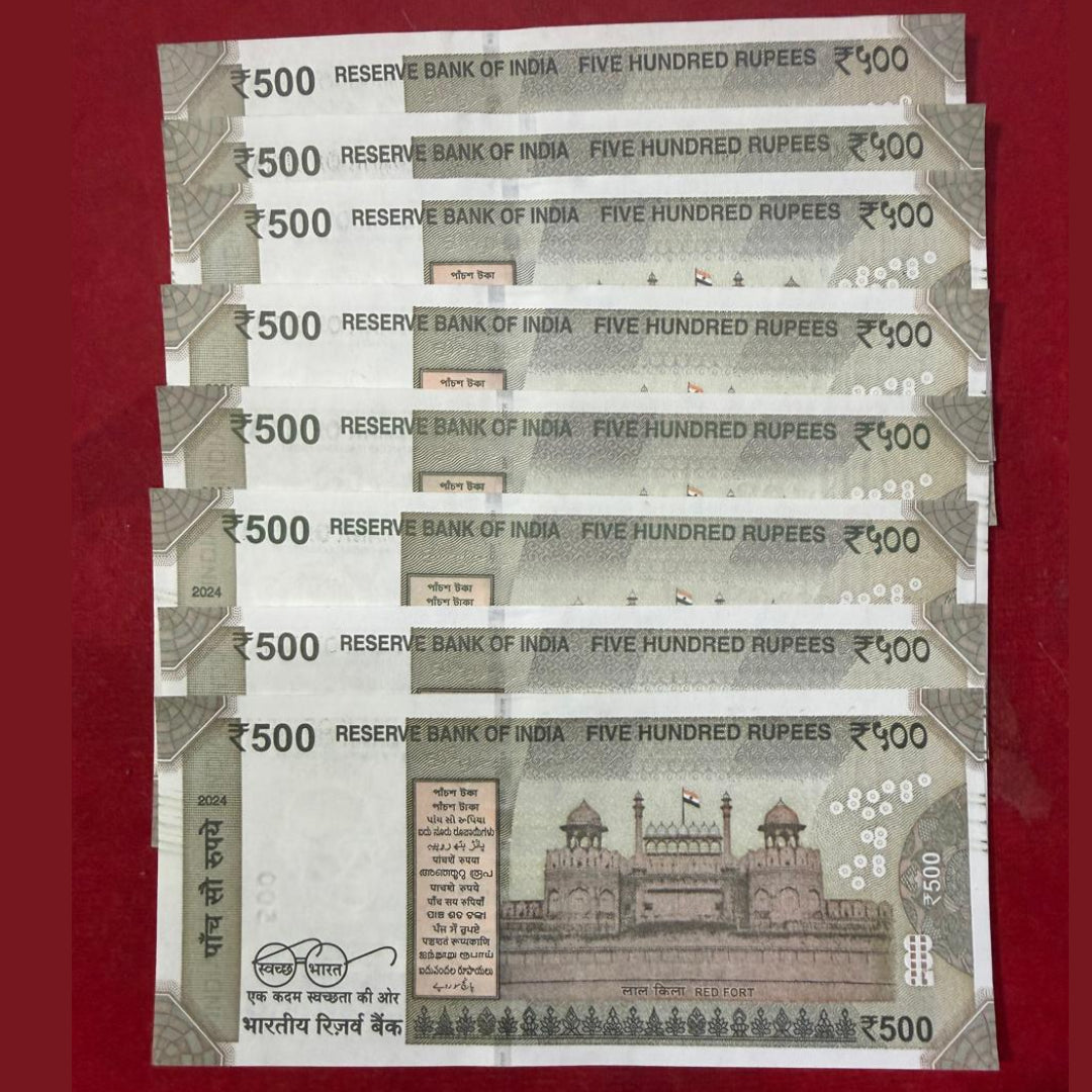 Rs 500 Star Notes Ending 108 Jaap Mala Number Each Note Price - Collection Bazzar