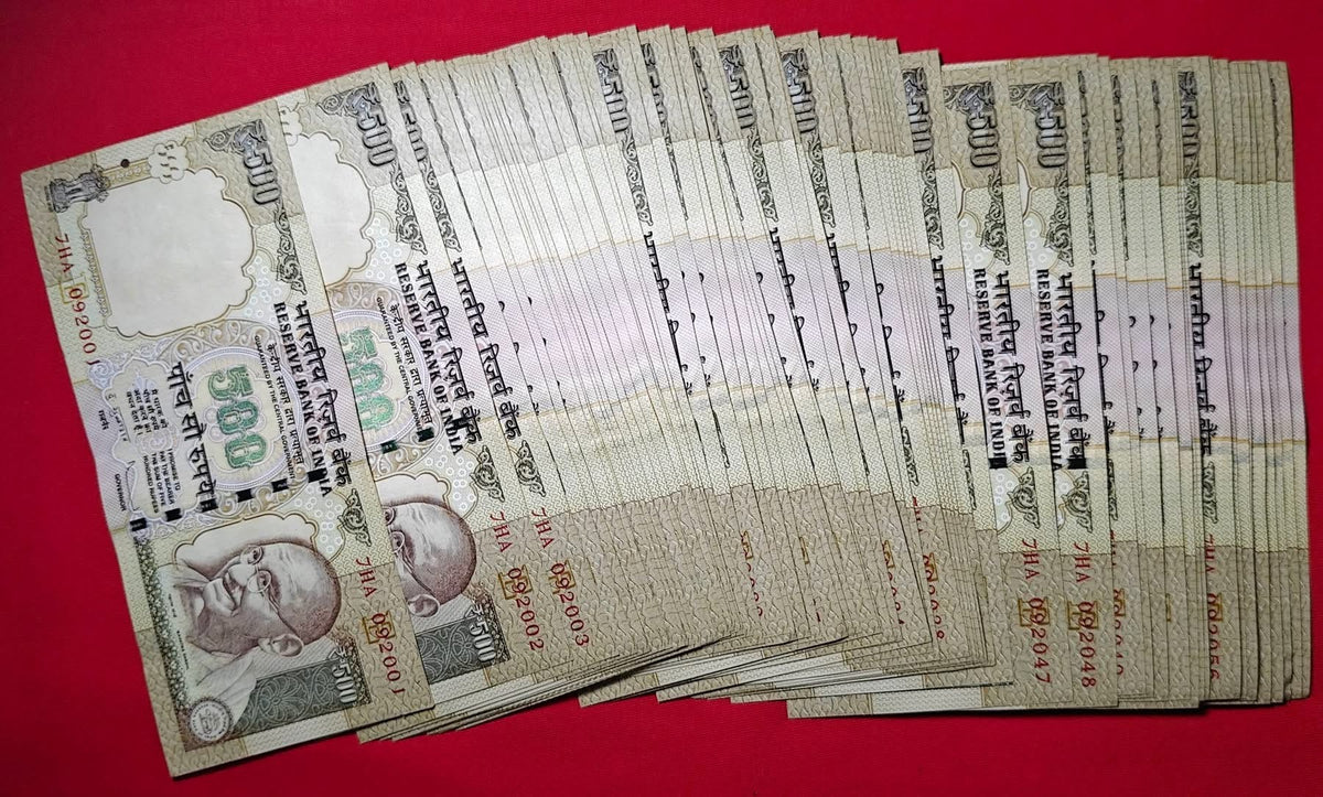 Rs 500 old denomination mix governor 50 pis Extrmly rare note collector choice - Collection Bazzar