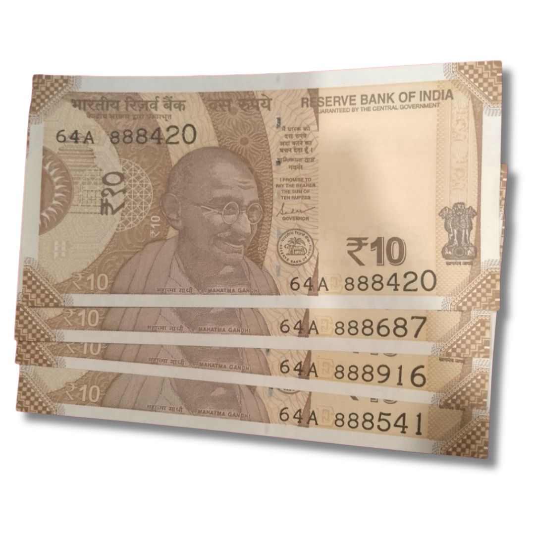 Rs 10 Fancy Number Note – 64A Prefix Starting 888 | Governor | UNC Condition