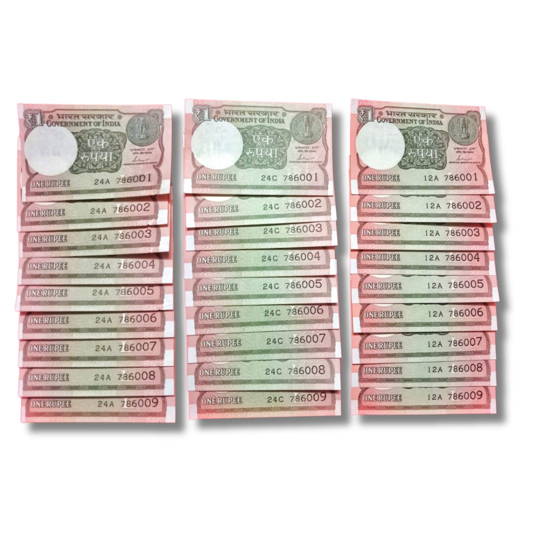 Rs 1 Telescopic Note Set – 27 Notes | 786001 to 786010 | Holy Bismillah Number | Governor Shaktikanta Das | UNC Collectible