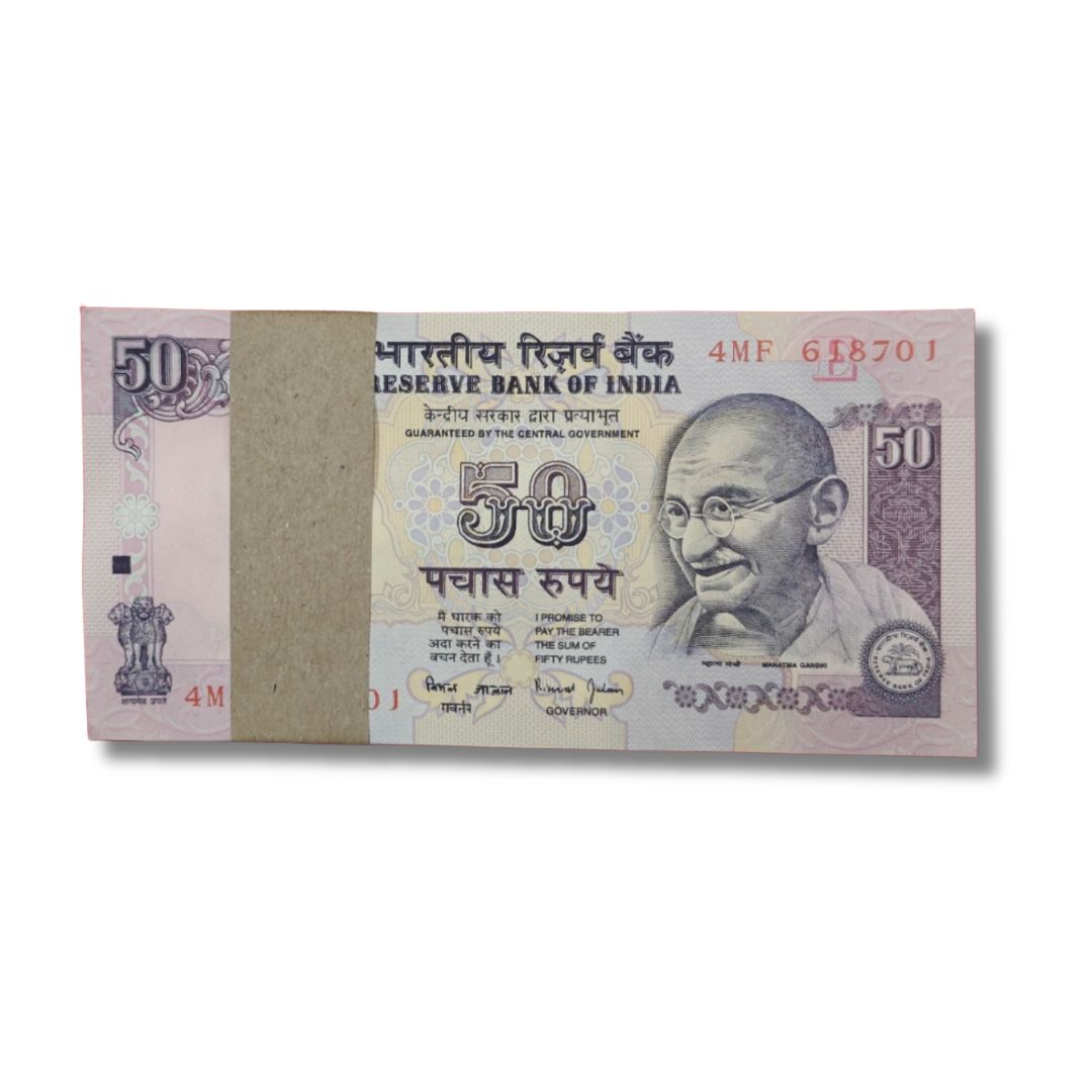Rs 50 Note Packet – 4MF Prefix Serial 618701 | Ending 786 Bismillah Number | UNC
