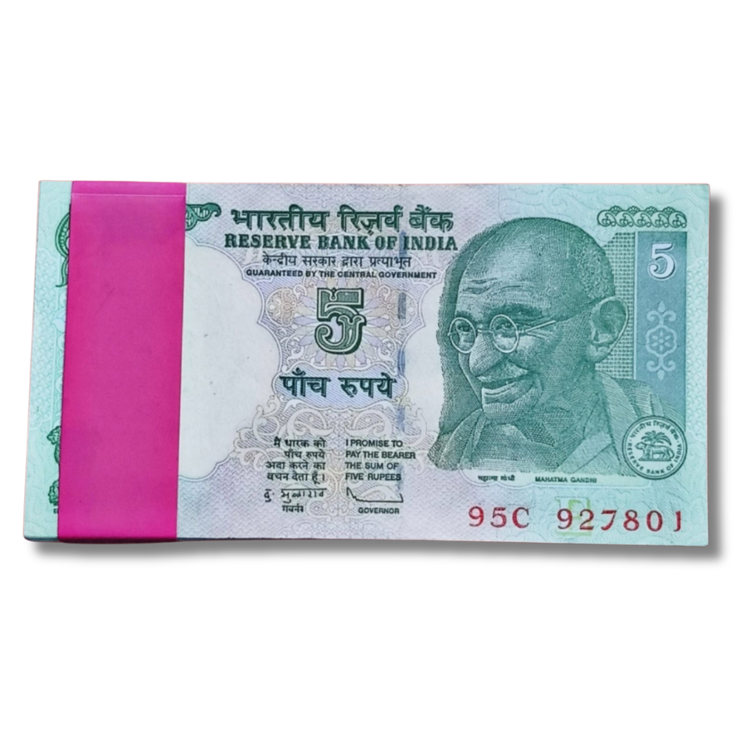 Rs 5 Note Packet – Serial 927801 | Middle 786 Holy Number Notes