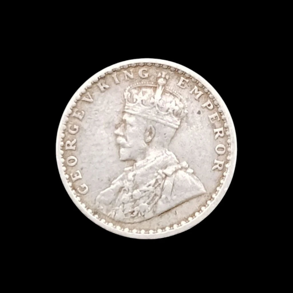 Two Annas Silver Coin George V King Rare Item