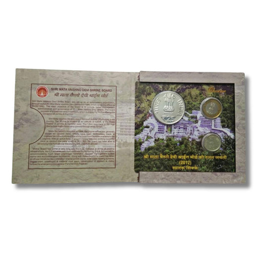 UNC Coin Set – Silver Jubilee of Shri Mata Vaishno Devi Shrine Board | ₹25, ₹10, ₹5
