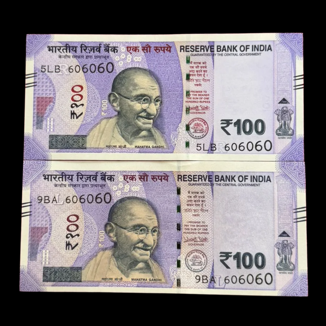 Rs 100 Note 606060 Set Of 2 Tripling No Fancy Rare Collectible