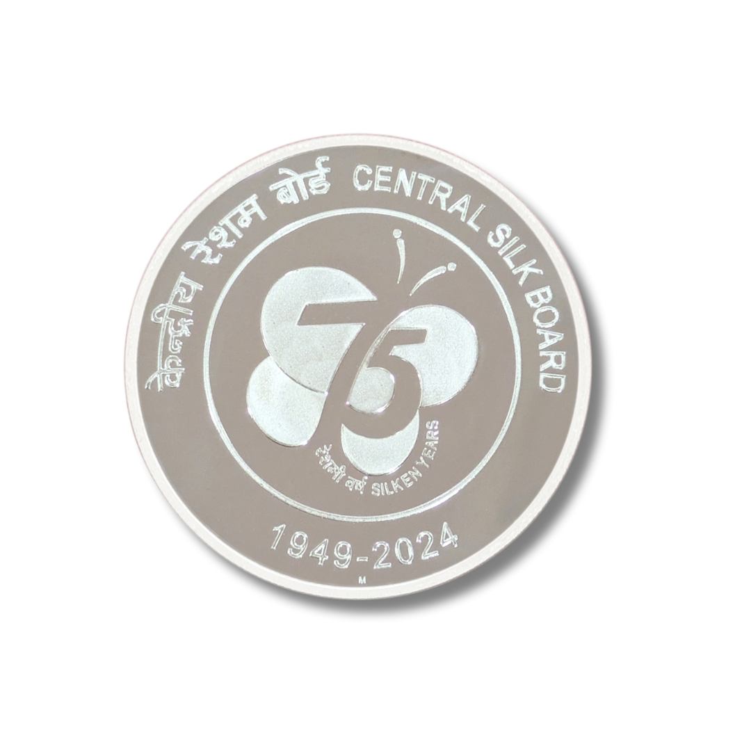 Rs 75 Central Silk Board Commorative Silver Coin Proof Set
