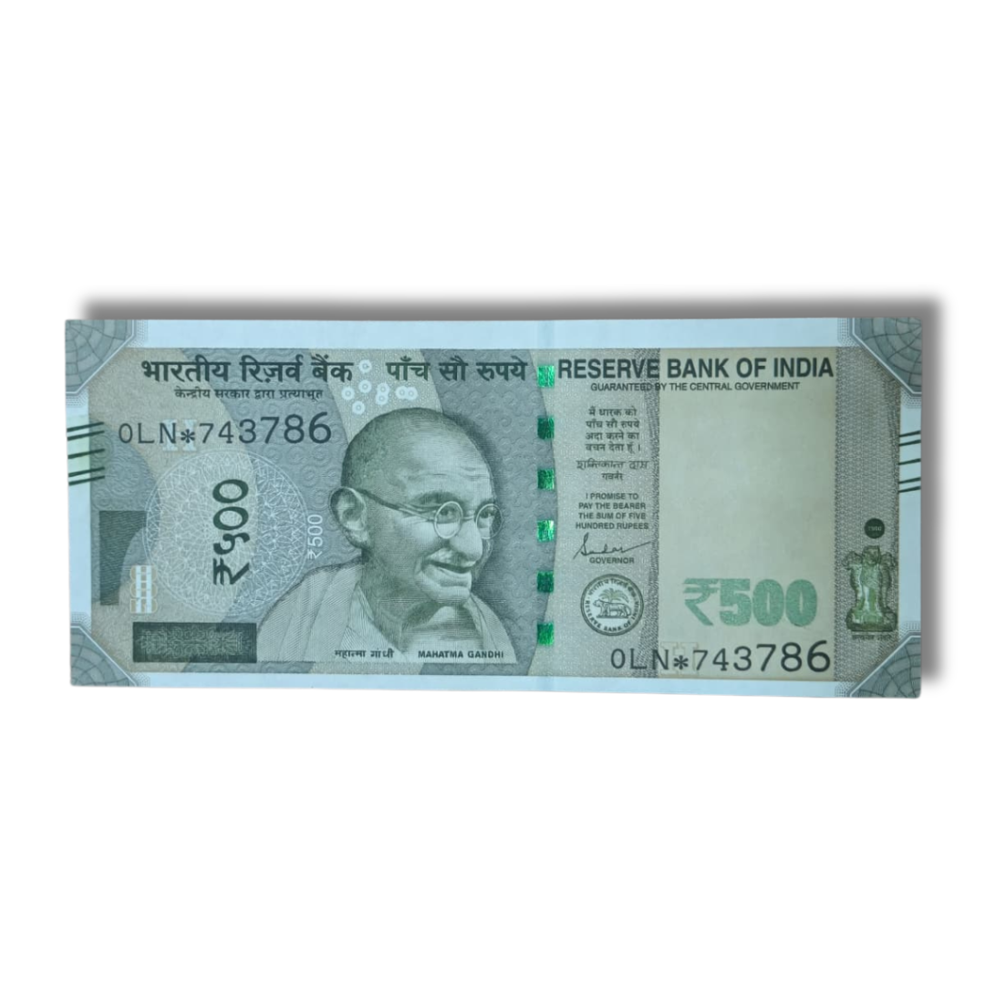 Rs. 500 Currency Note – Ending 786 Number 743786 | Bismillah Holy Number